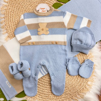 Saída Maternidade Fernando - Azul Bebê e Bege